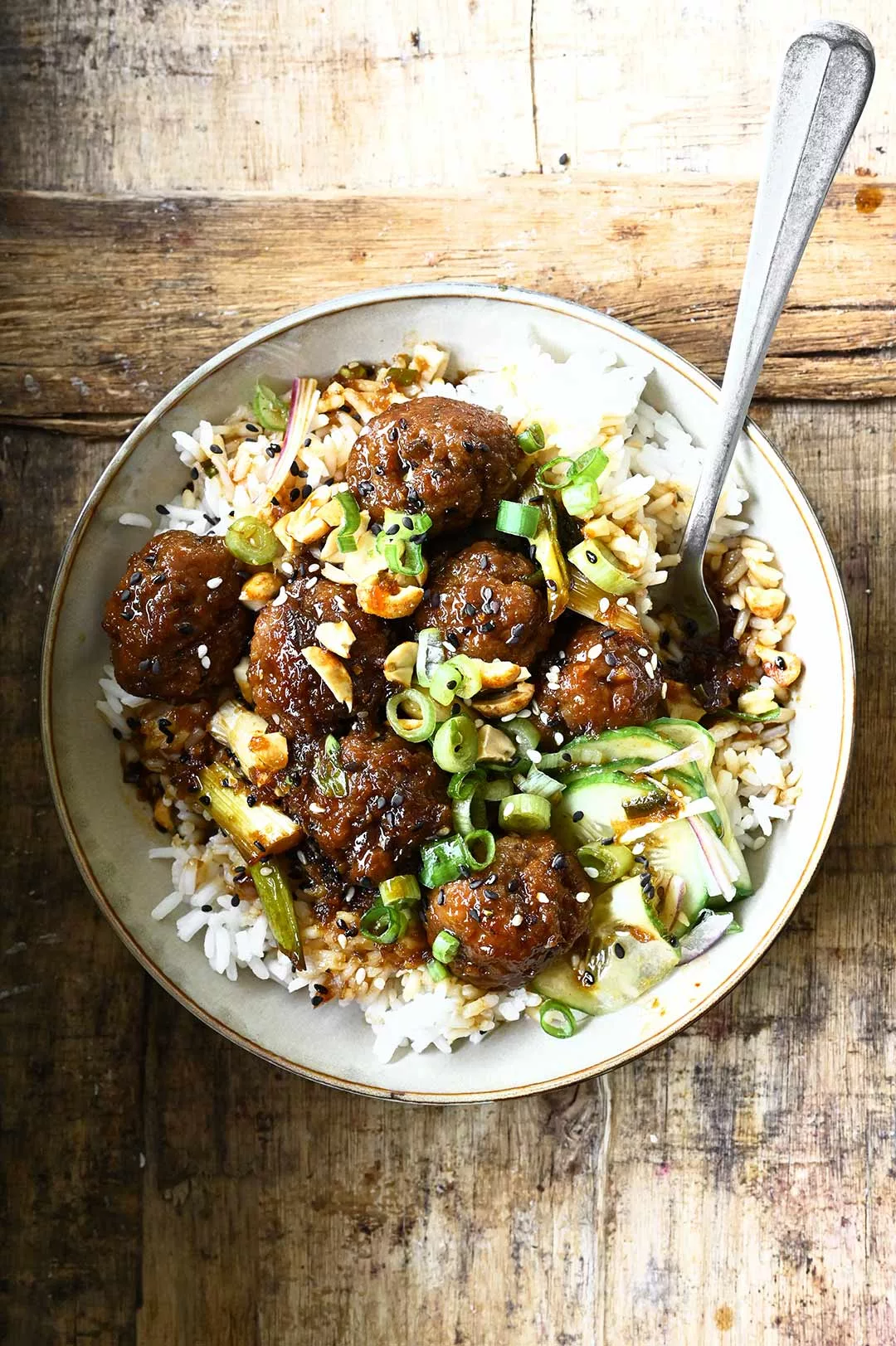 Sticky Garlic Sesame Meatballs