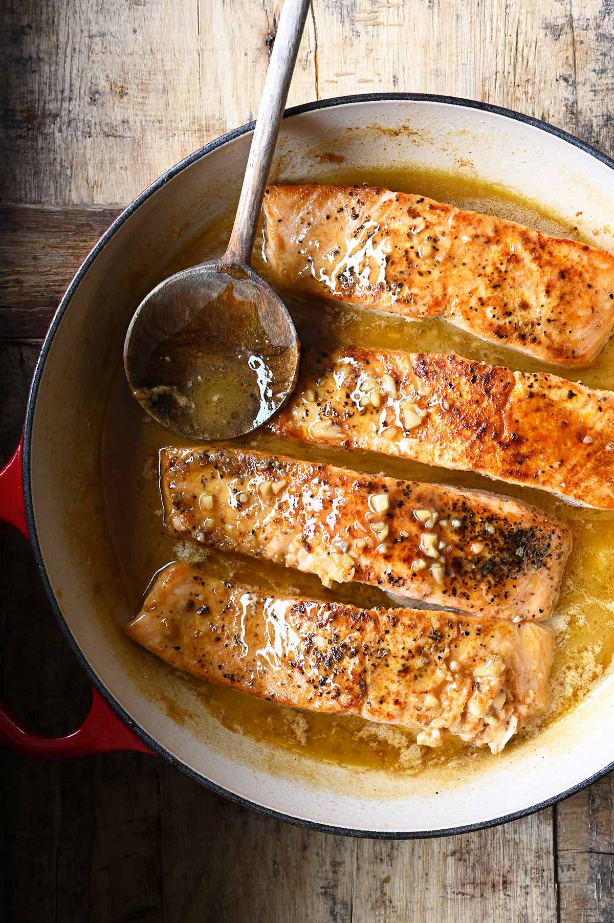 maple garlic salmon with polenta