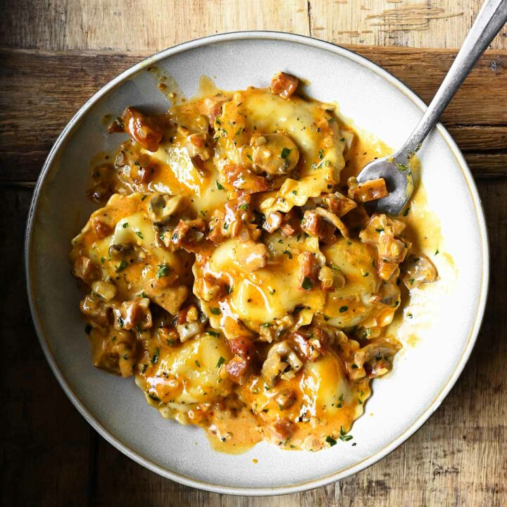 chorizo mushroom ravioli