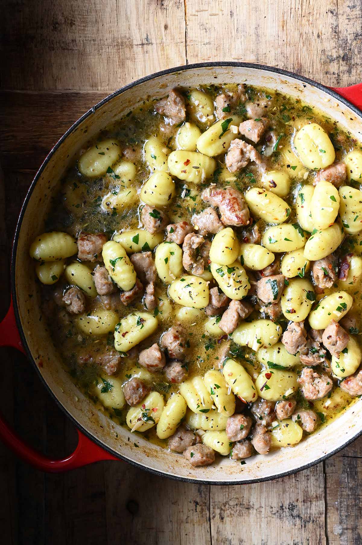 garlic butter gnocchi with sausage