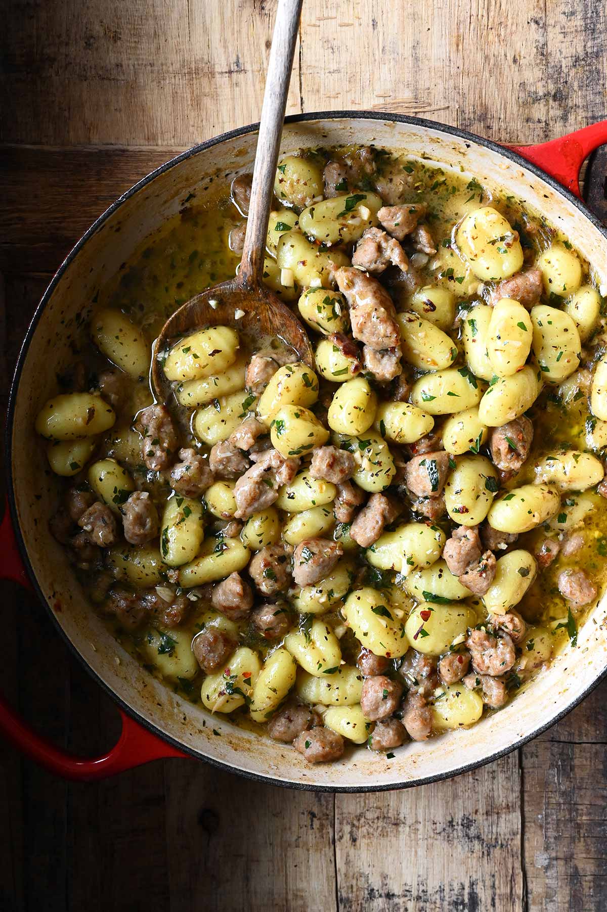 garlic butter gnocchi with sausage