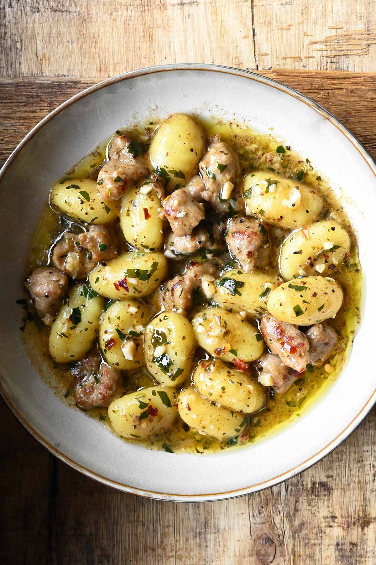 garlic butter gnocchi with sausage