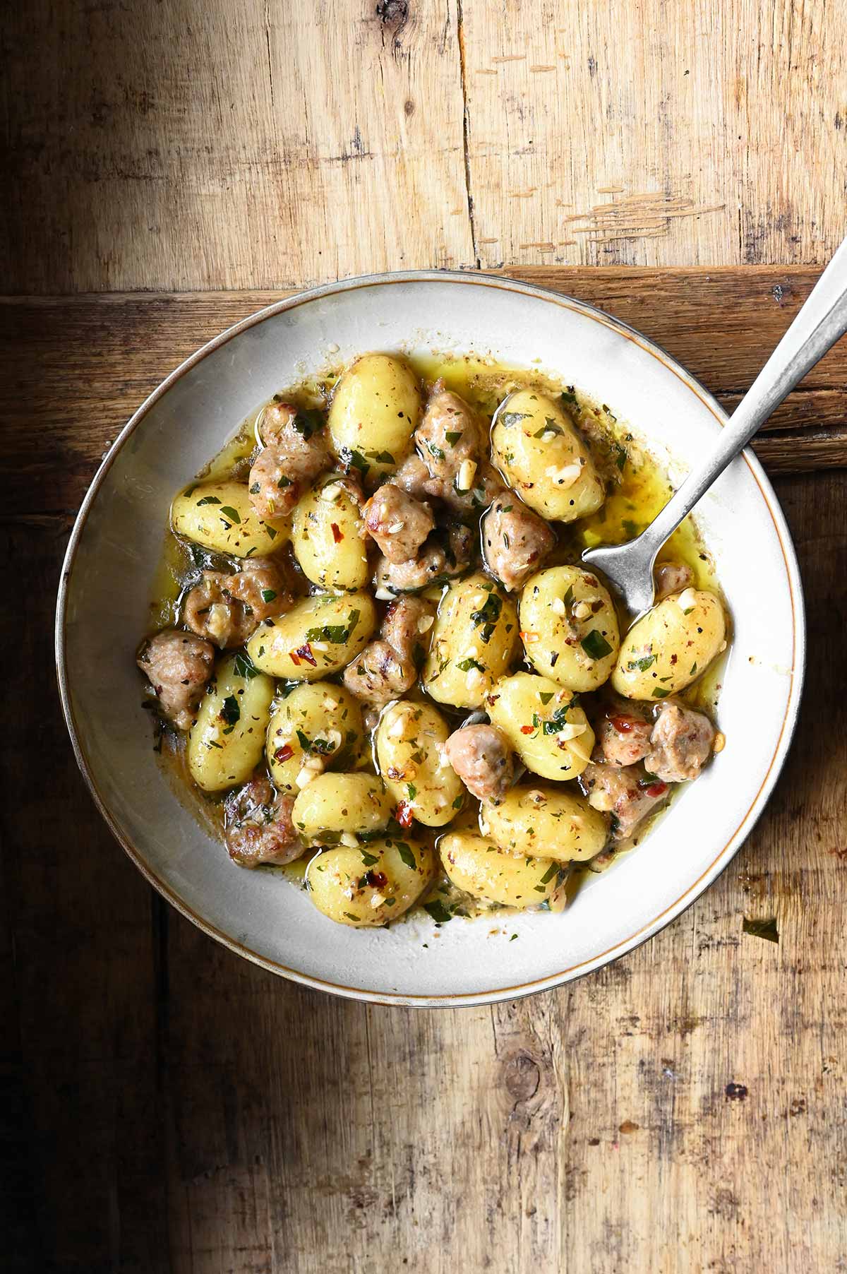 garlic butter gnocchi with sausage