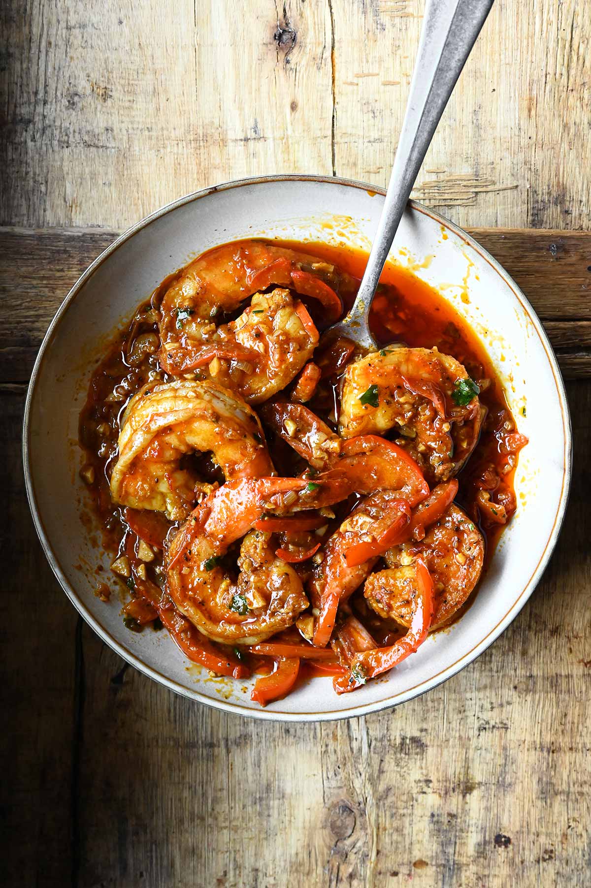 Harissa Shrimp - Serving Dumplings