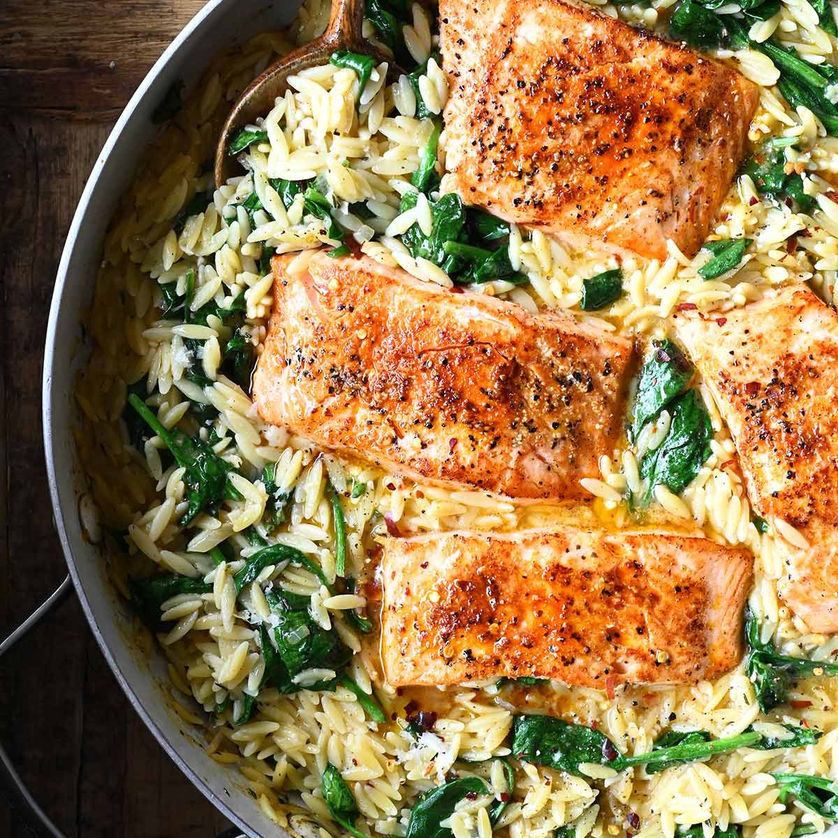 One Skillet Salmon with Lemon Orzo-image