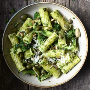 15 minute broccoli pasta with basil oil