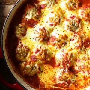 cheesy baked meatballs with rice
