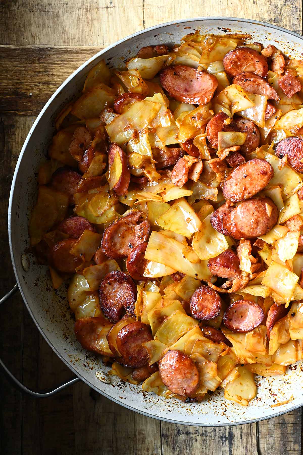 fried cabbage with kielbasa