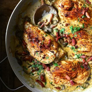 garlic mushroom chicken with bacon