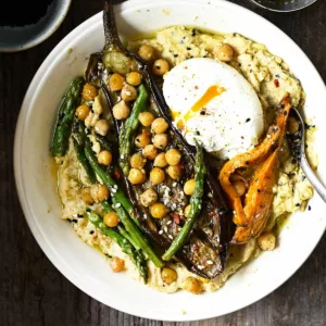 hummus bowl with roasted vegetables