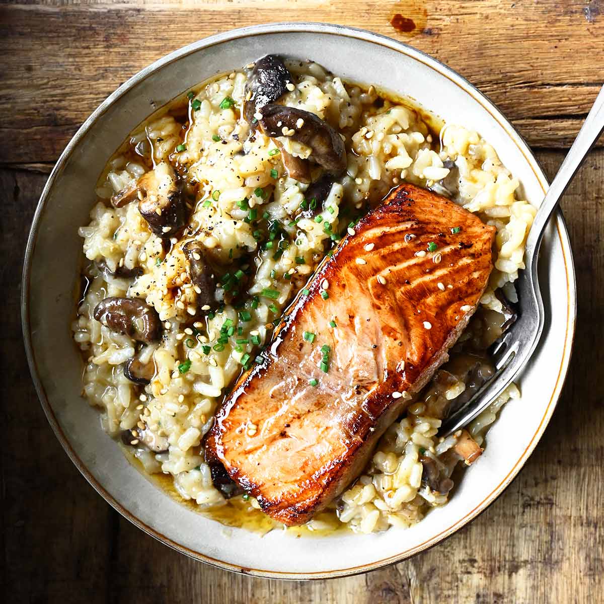 Japanese Style Risotto with Seared Salmon-image