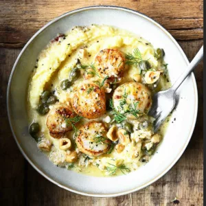 lemon garlic scallops with polenta