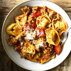 one skillet tortellini with sausage