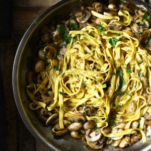 parmesan pasta with buttered mushrooms