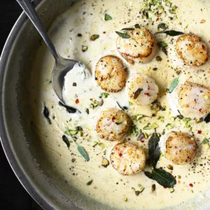 scallops in creamy wine sauce