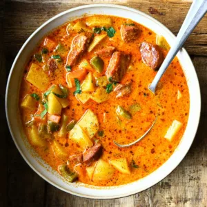 spanish potato soup with chorizo
