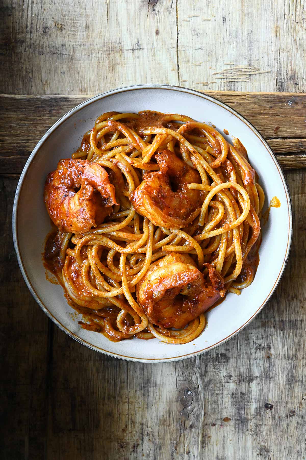 harissa shrimp spaghetti