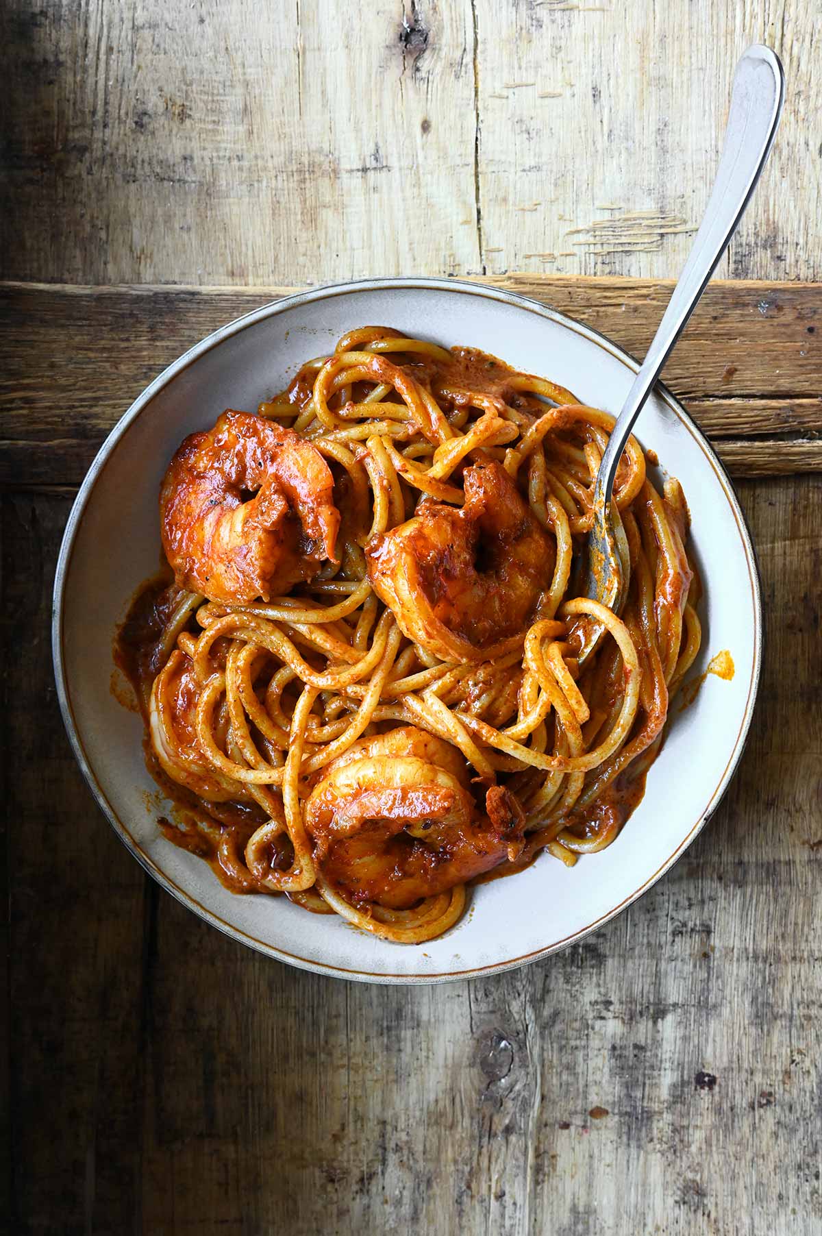 harissa shrimp spaghetti