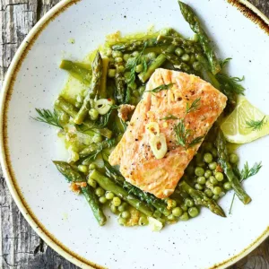 one skillet lemon garlic salmon with asparagus