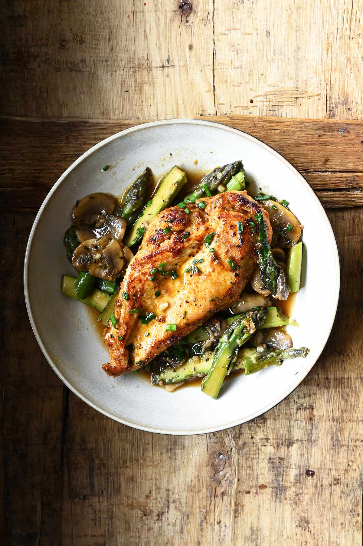 chicken with asparagus and mushrooms