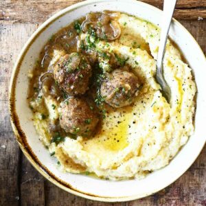 ricotta polenta with meatballs