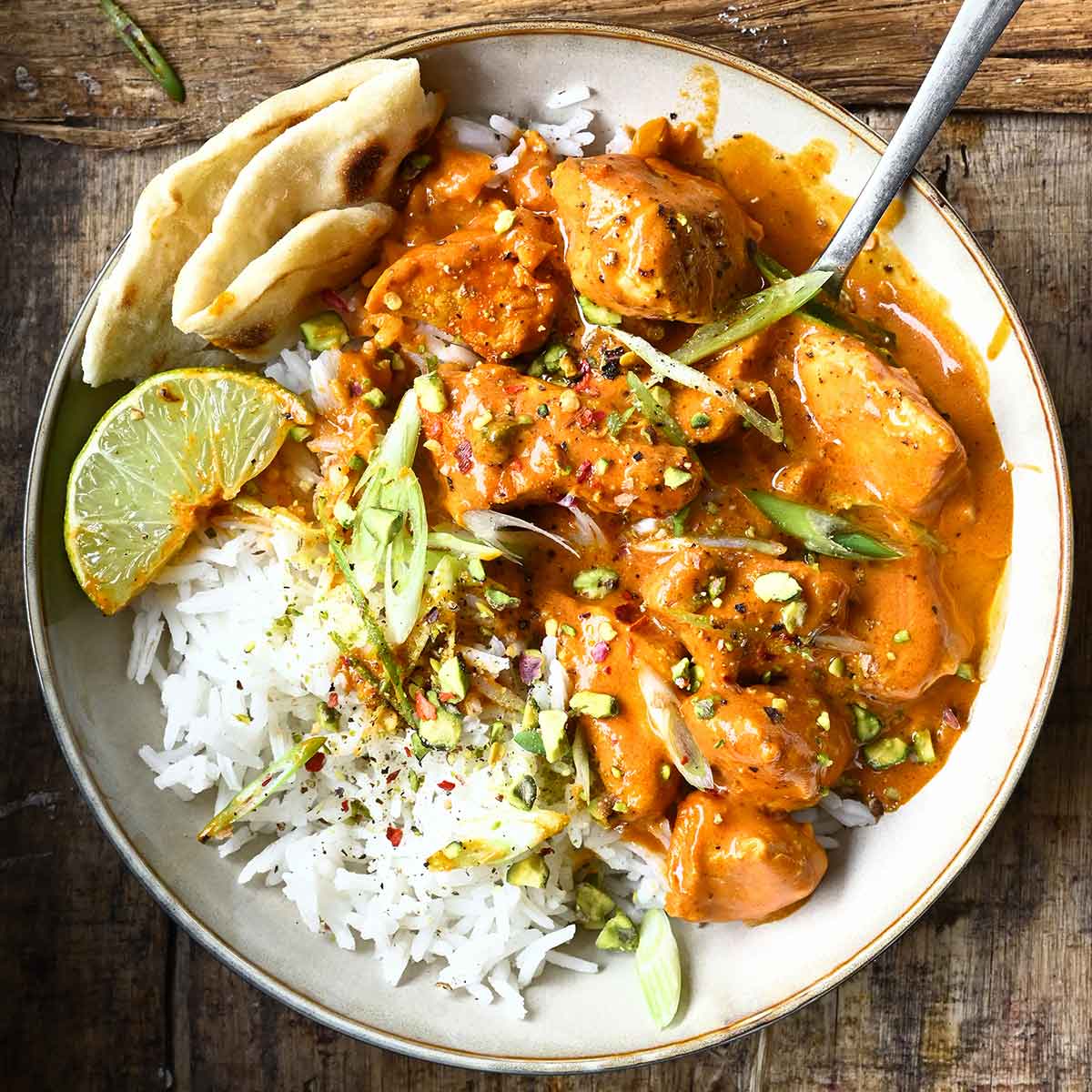 Easy Butter Chicken Curry - Serving Dumplings