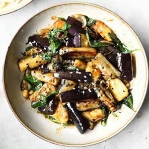 eggplant and halloumi stir-fry