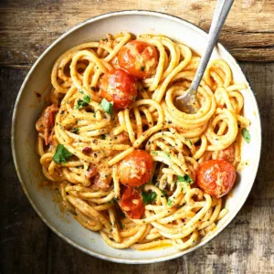 spicy tomato and cream cheese spaghetti