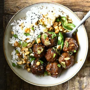sticky garlic sesame meatballs