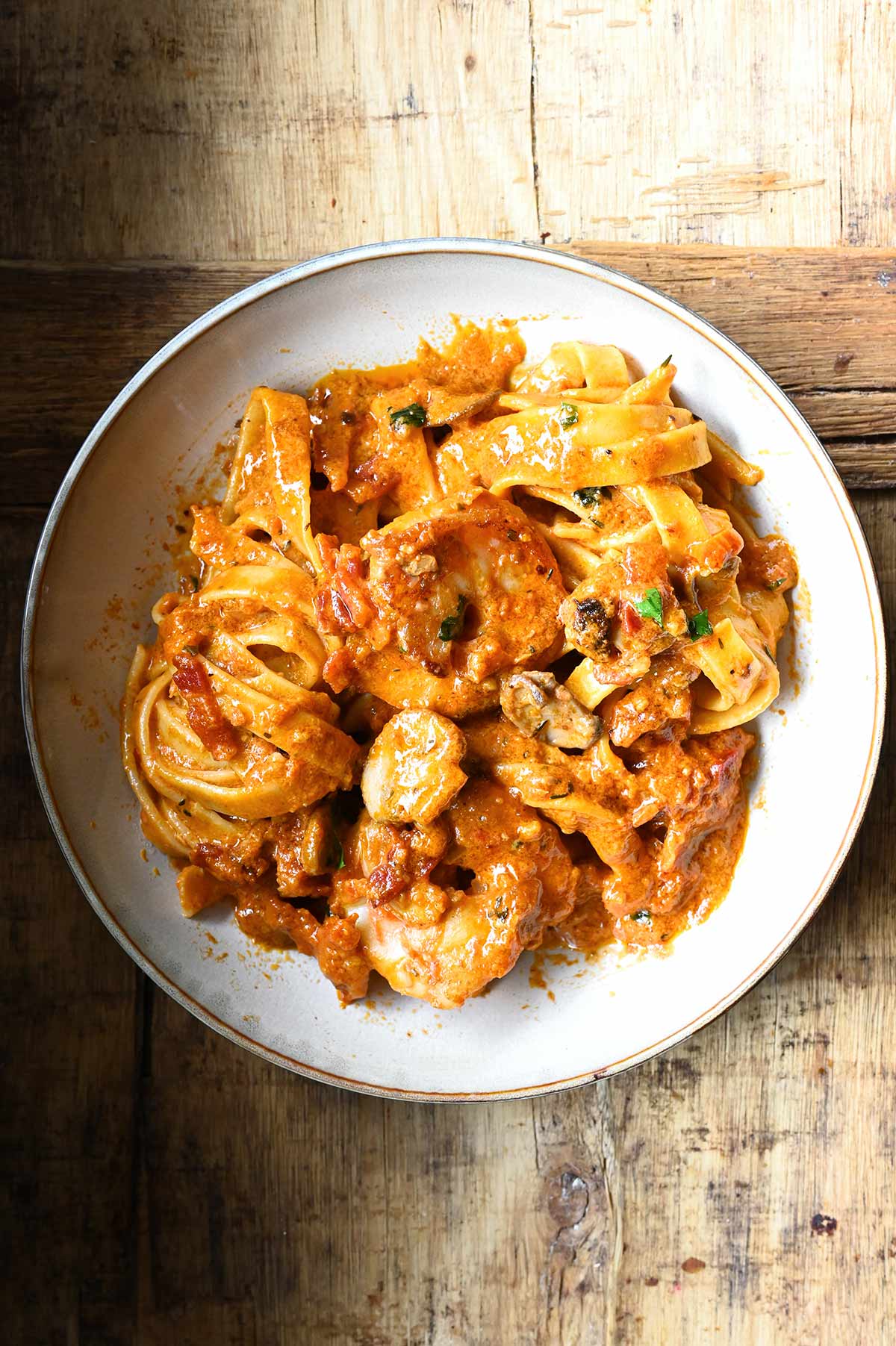mushroom shrimp pasta