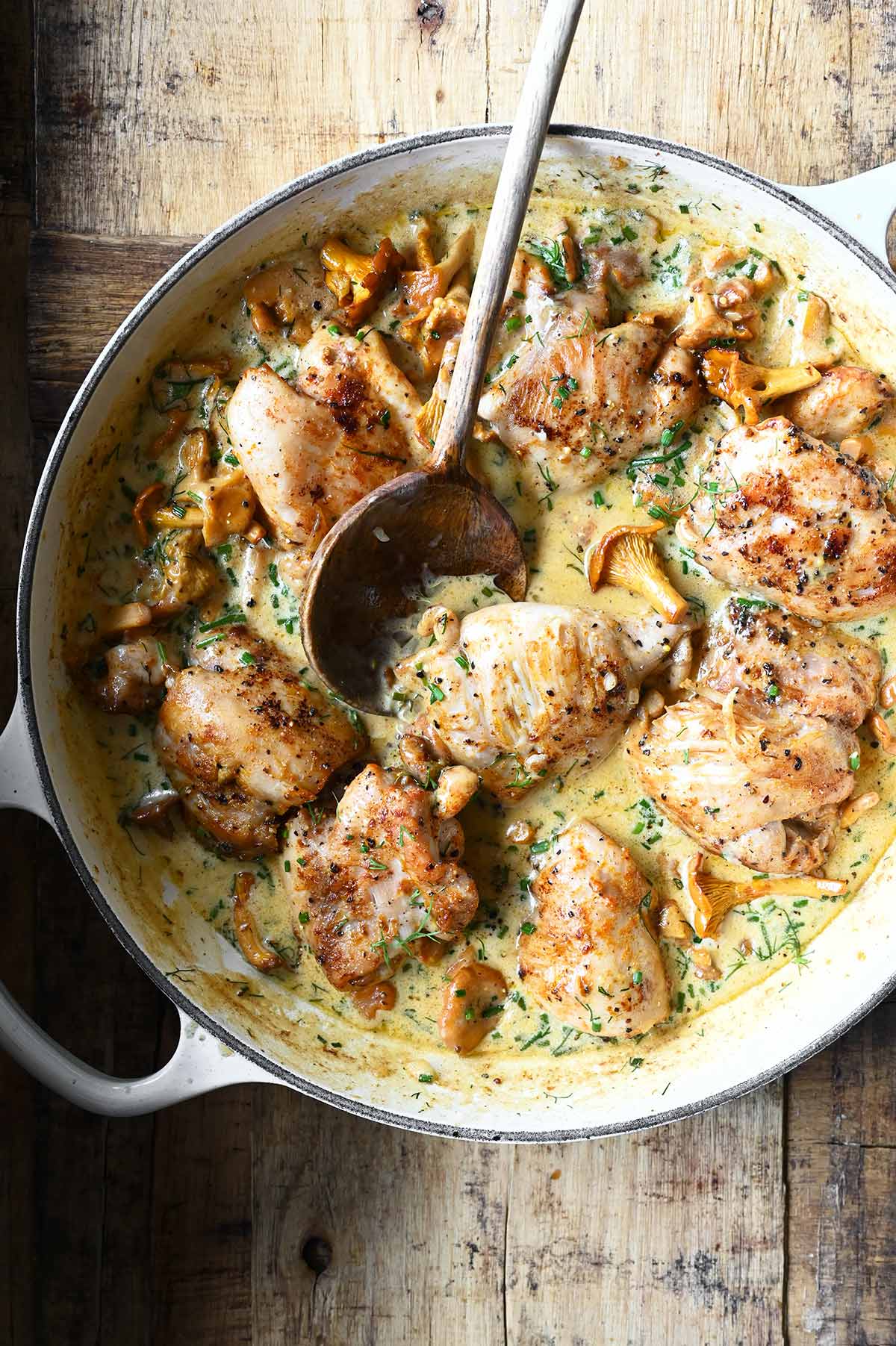 creamy ranch chicken with chanterelles