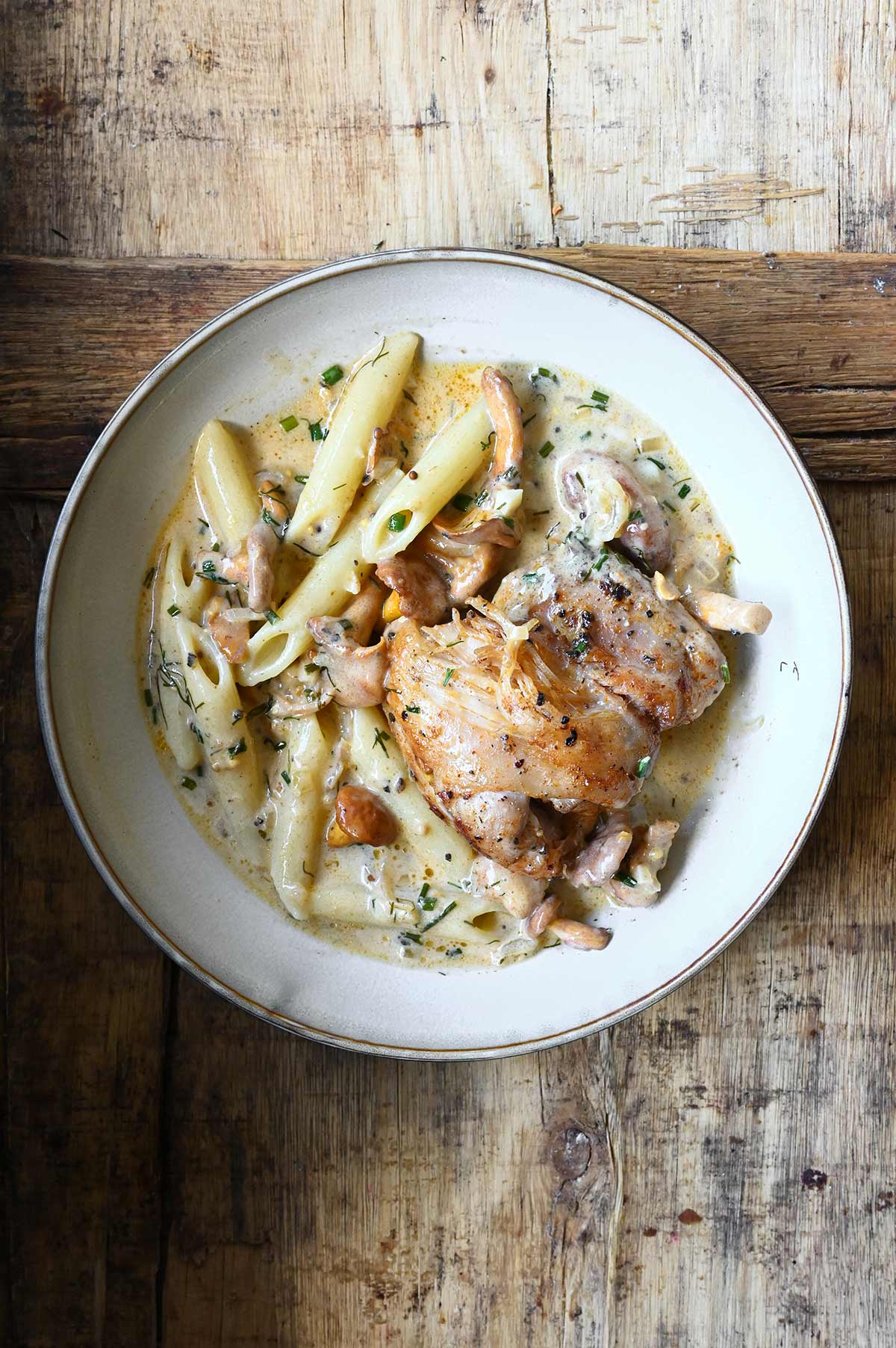 creamy ranch chicken with chanterelles