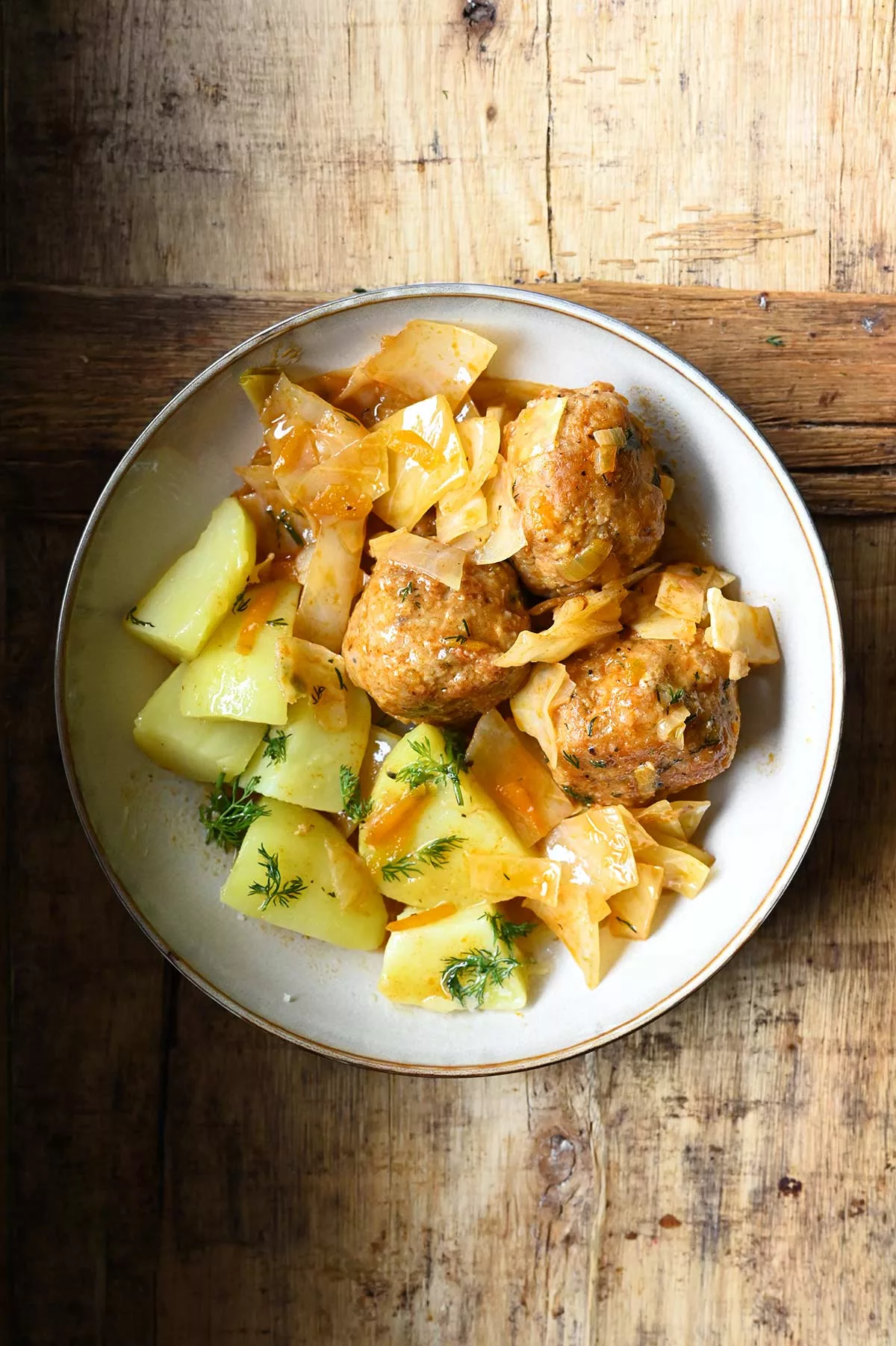 Fried cabbage with Chicken Meatballs fried cabbage with chicken meatballs