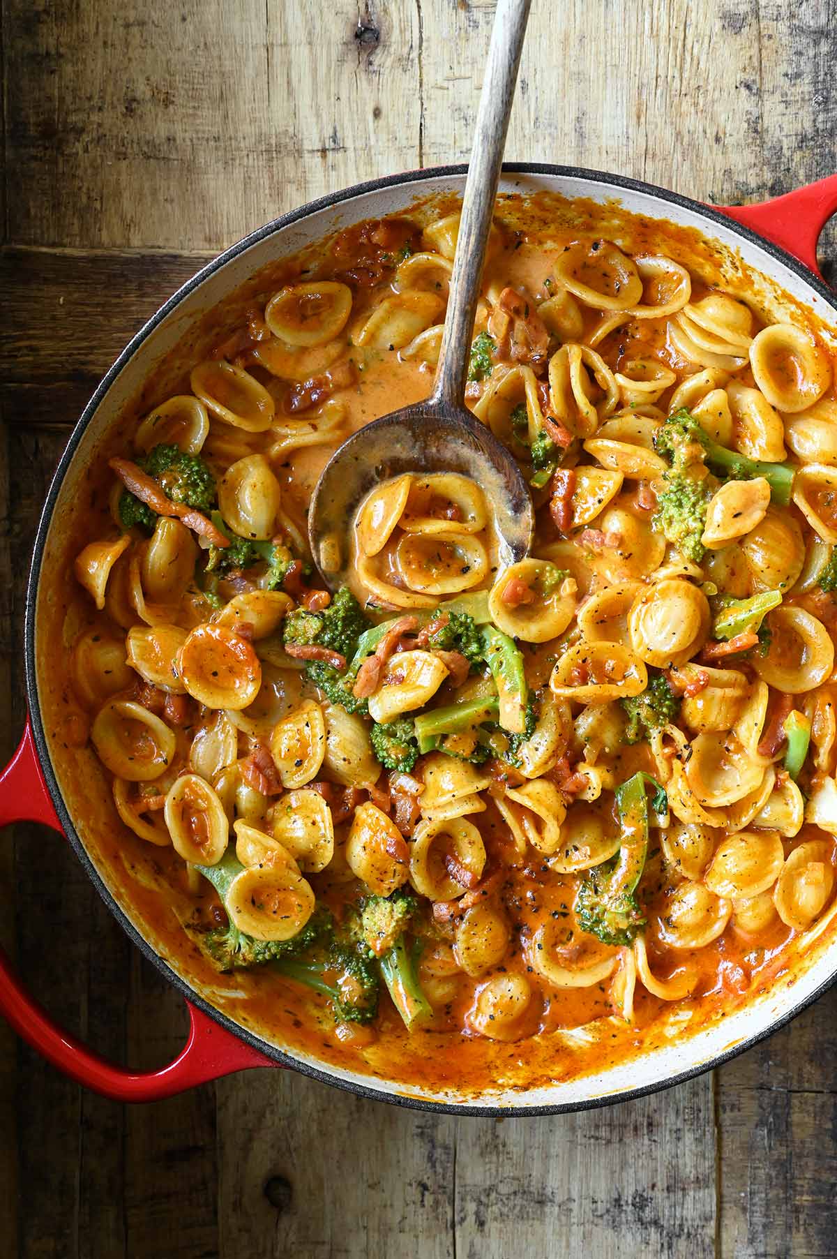 spicy bacon broccoli orecchiette