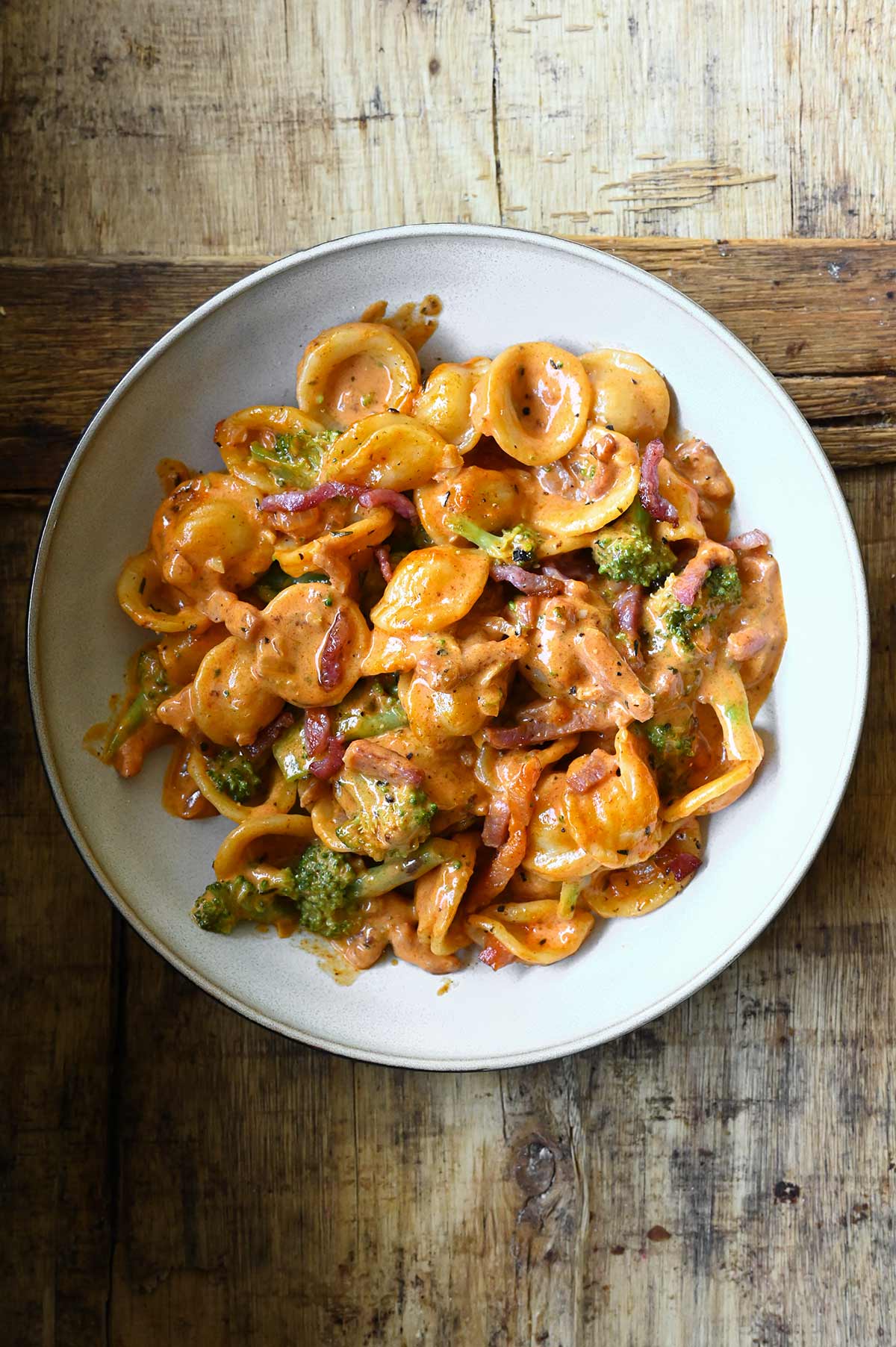 spicy bacon broccoli orecchiette