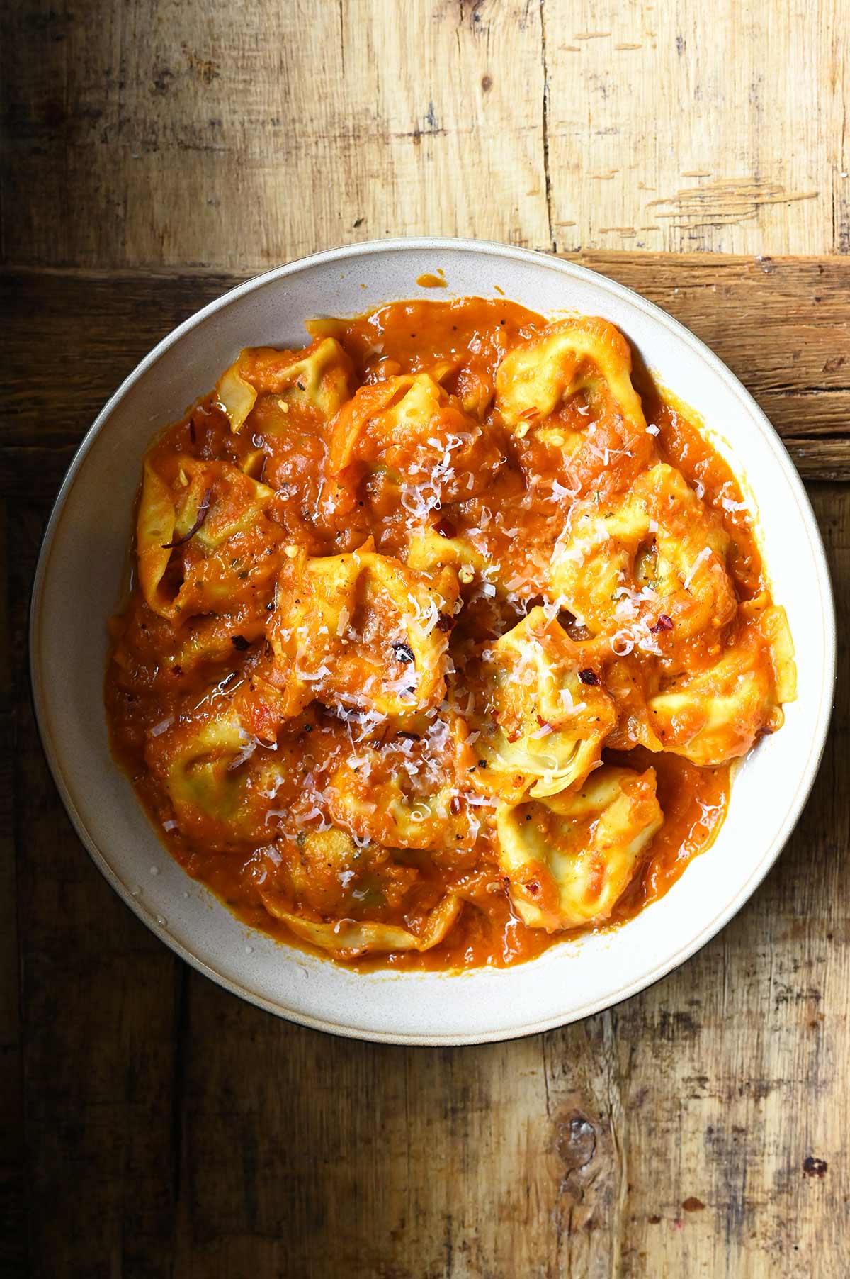 tortellini with roasted pumpkin sauce