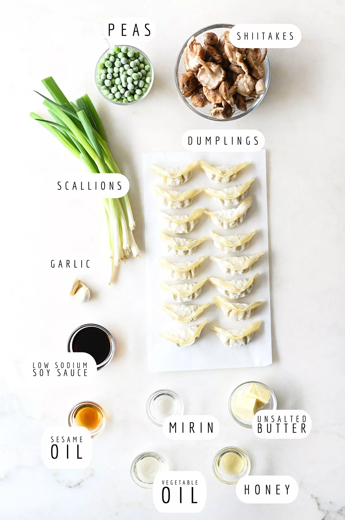 one-skillet soy shiitakes with dumplings