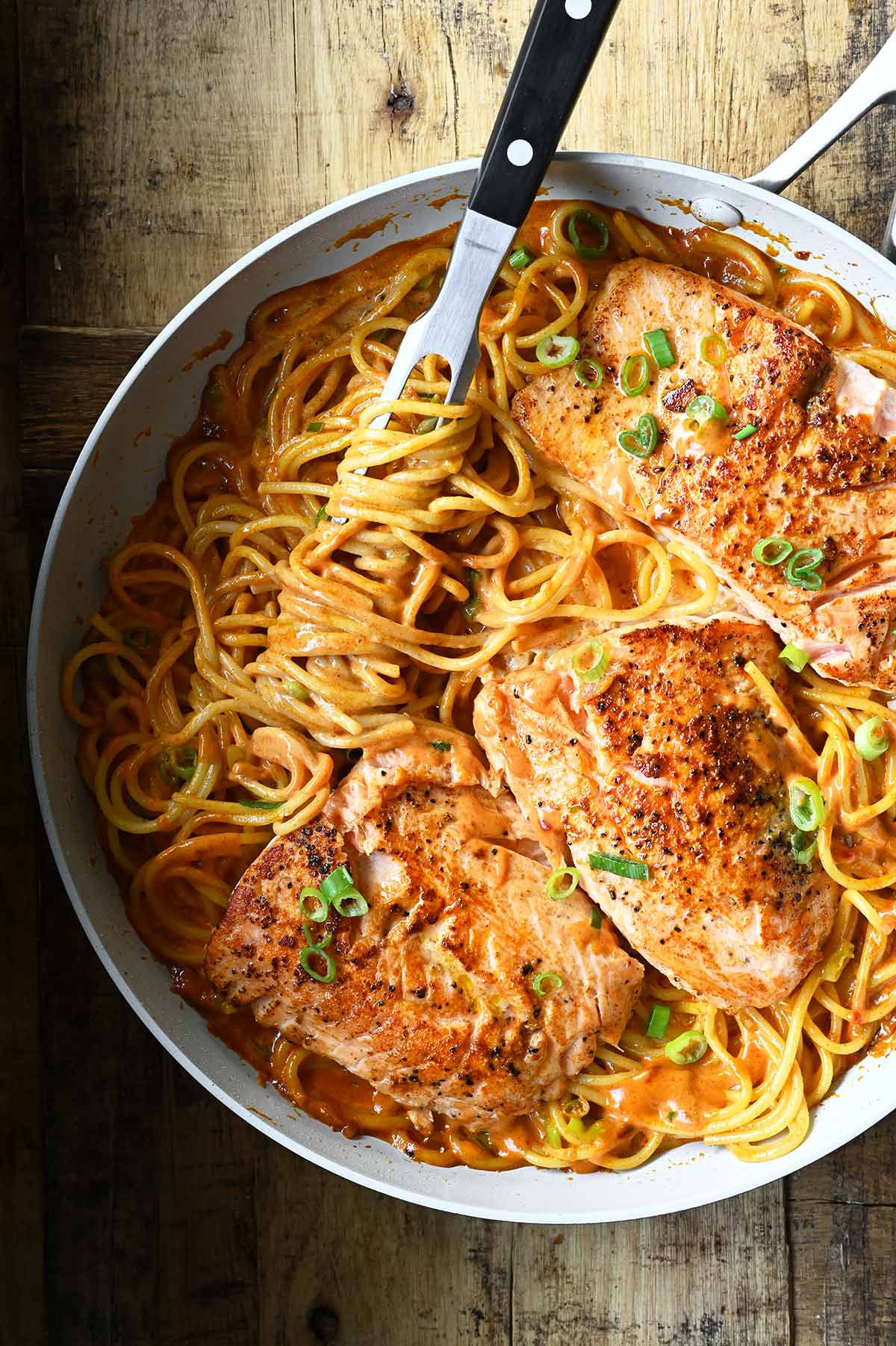 gochujang noodles with salmon
