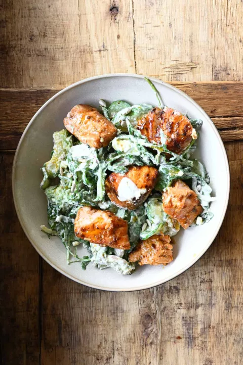 green goddess salad with salmon