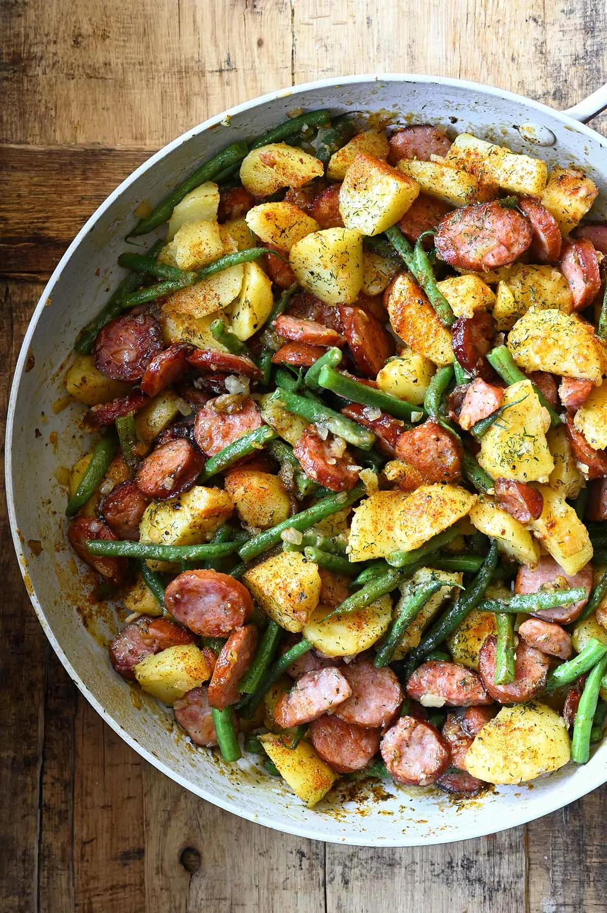 one skillet kielbasa and potatoes