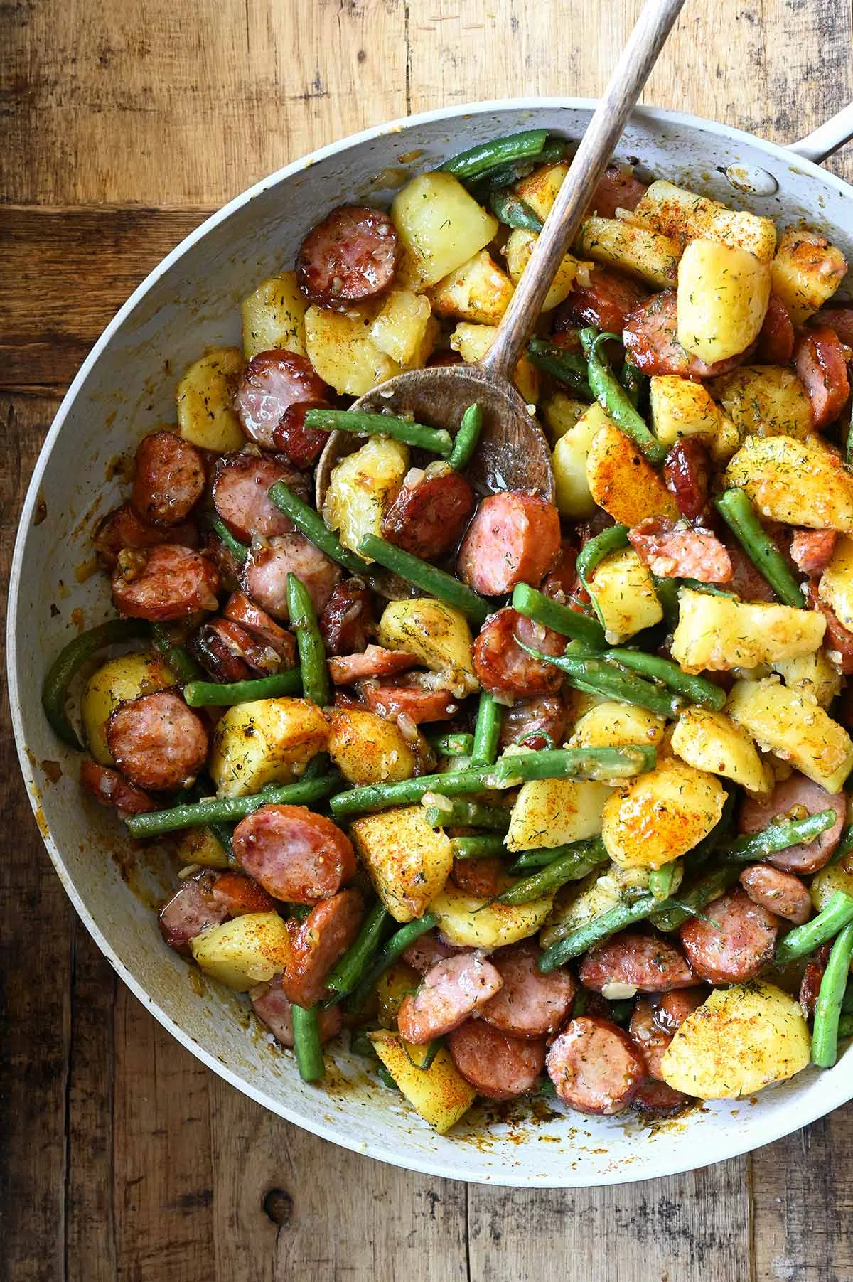 one skillet kielbasa and potatoes