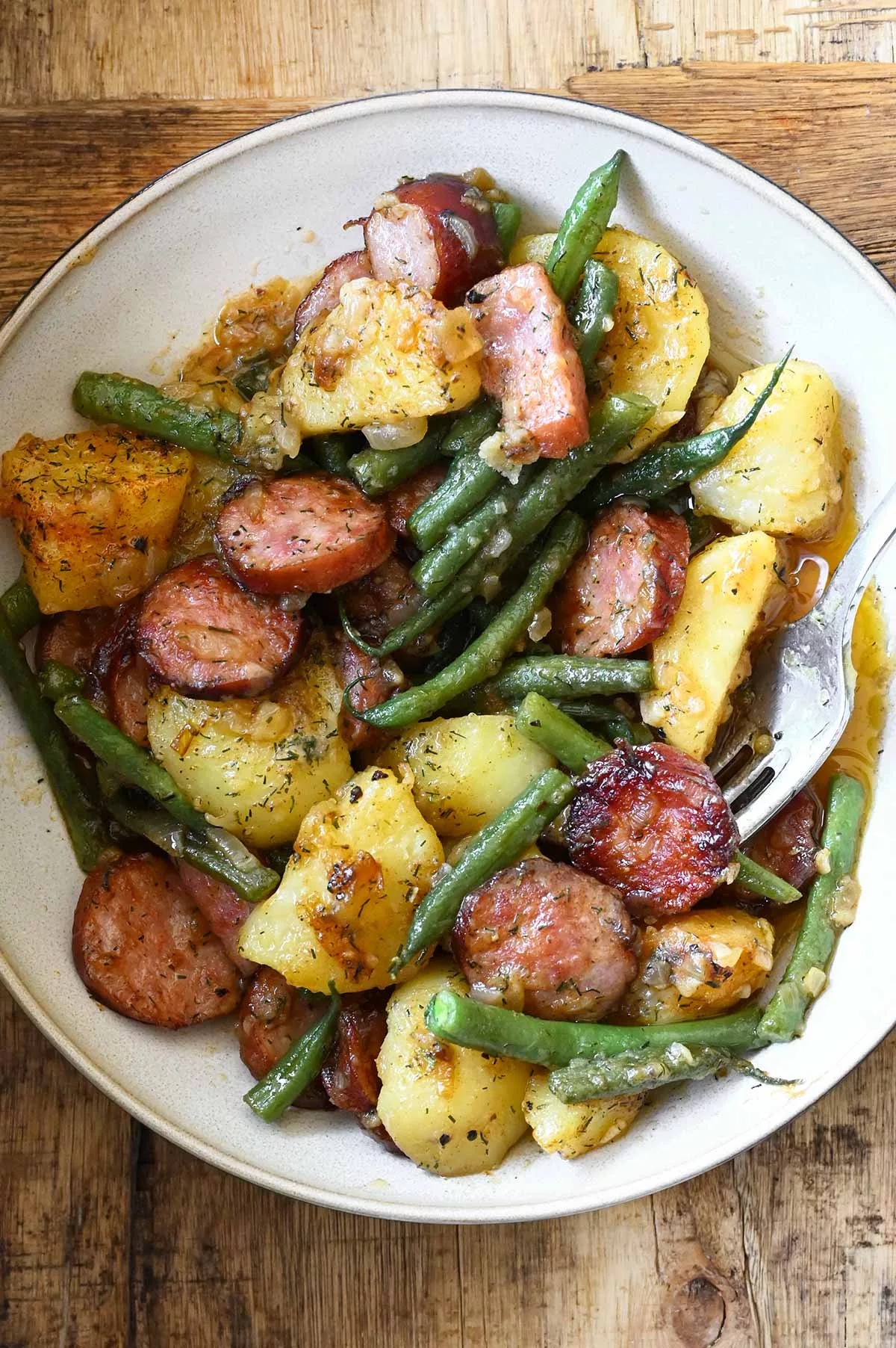 one skillet kielbasa and potatoes