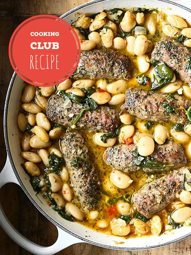 Braised Butter Beans with Sausages