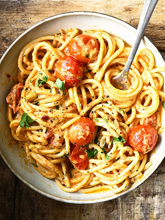 spicy tomato and cream cheese spaghetti