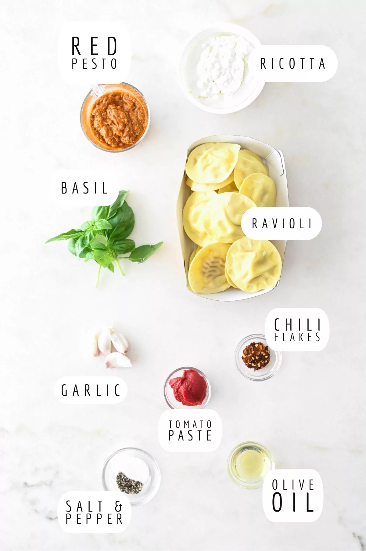 red pesto ricotta ravioli