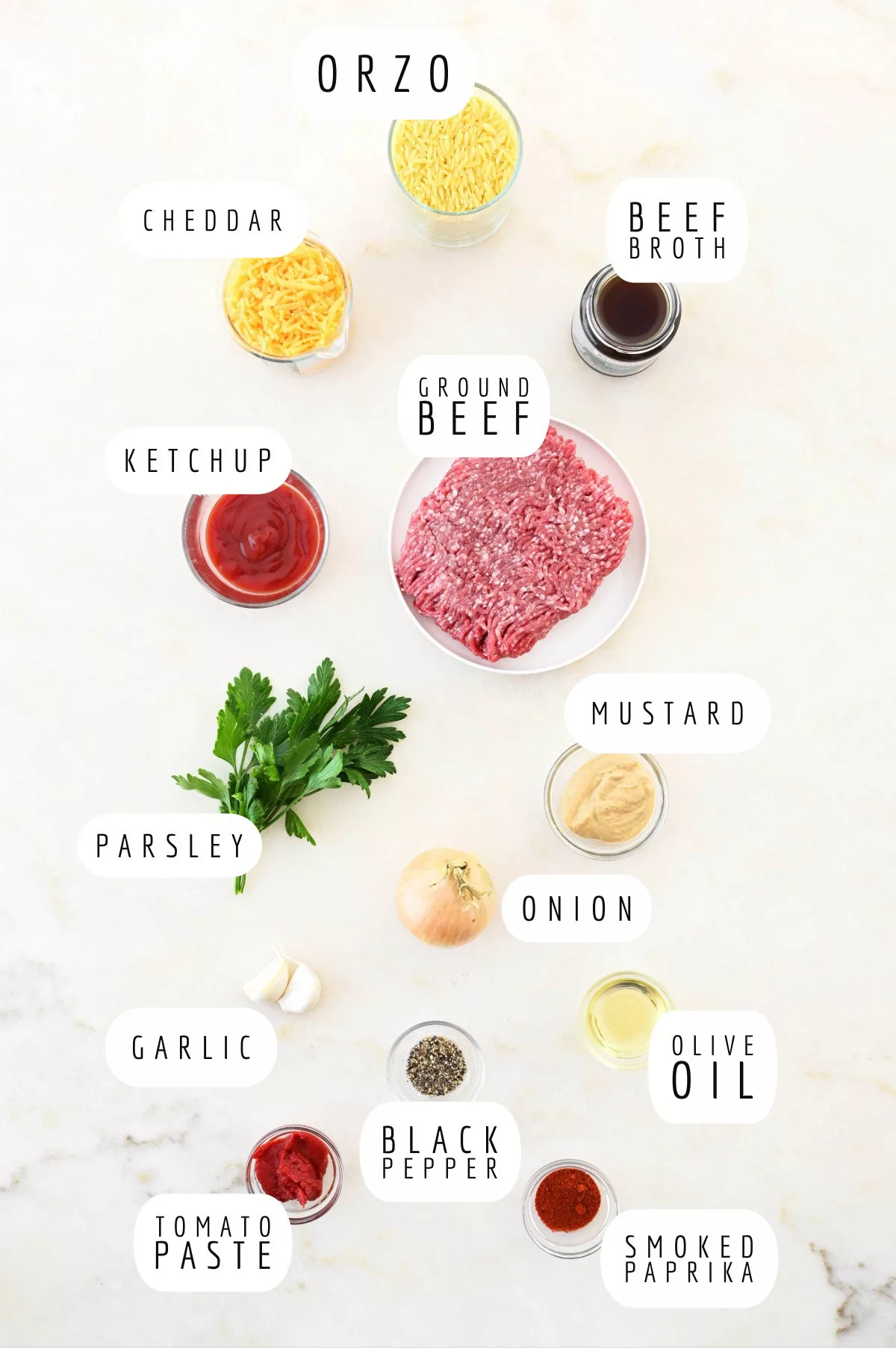 one-pot cheeseburger orzo ingredients