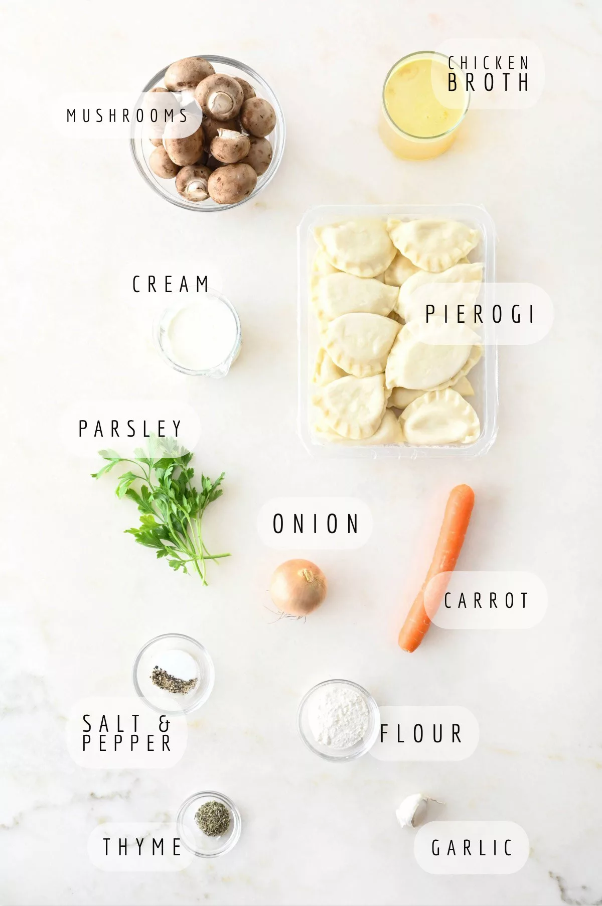 pierogi with creamy mushroom sauce