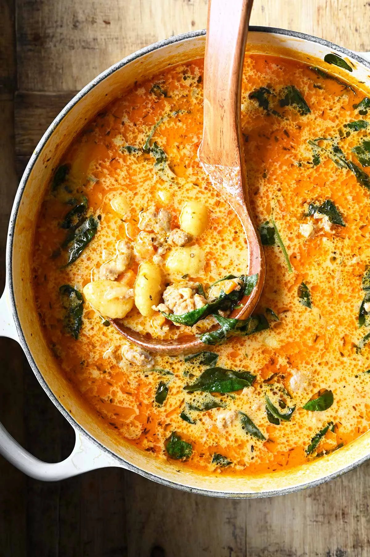 creamy sausage gnocchi soup