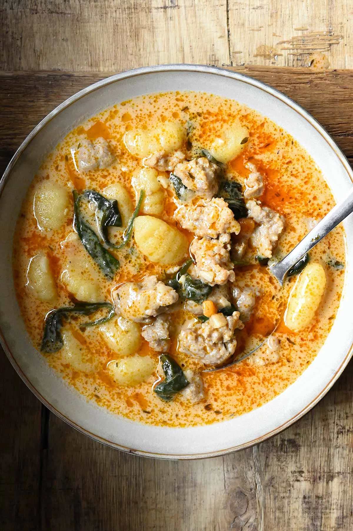 creamy sausage gnocchi soup