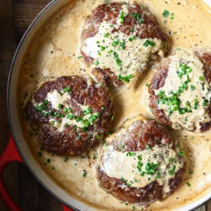 creamy whiskey hamburger steaks